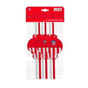 Straws stripes and crest red background 6 pieces